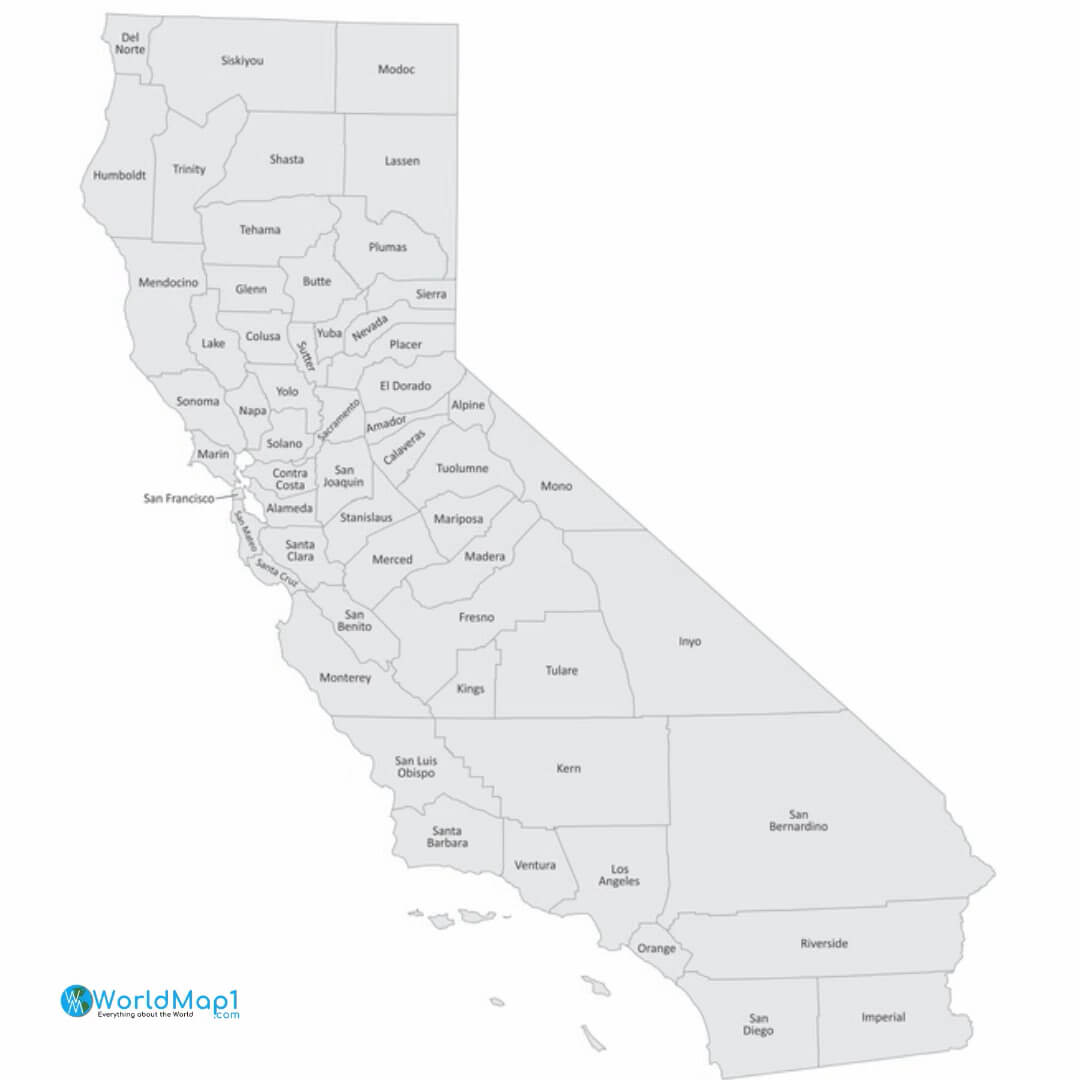 North California Counties Map
